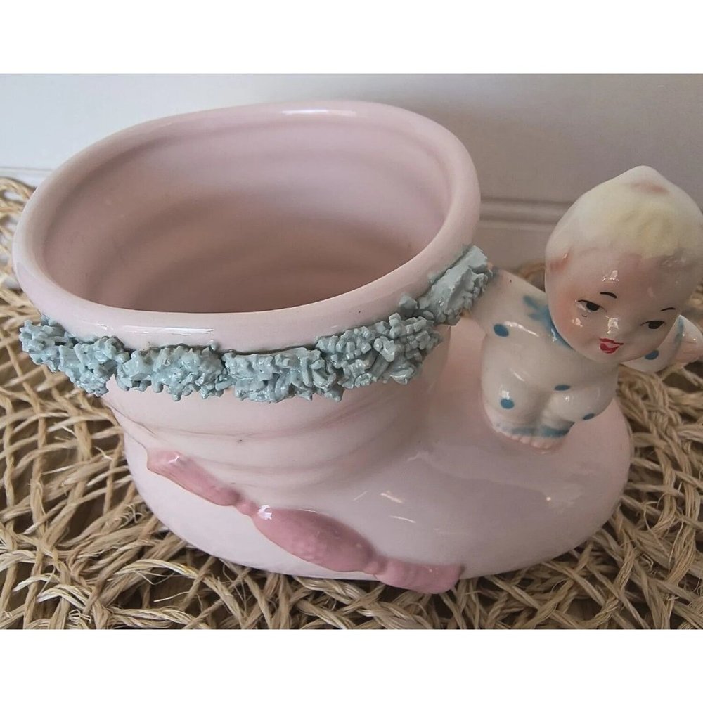 Relpo Pink Baby Bootie Planter, Made In Japan, 1961 Samson Import Co, EUC - Picture 2 of 9